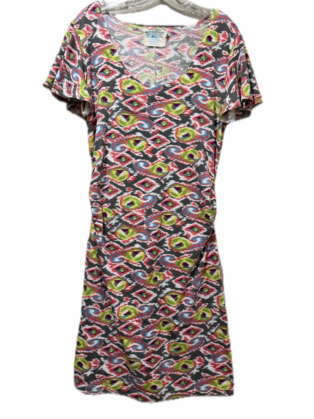 Blue Platypus XL Short Sleeve Geo Print Mini Dress made in USA B12
